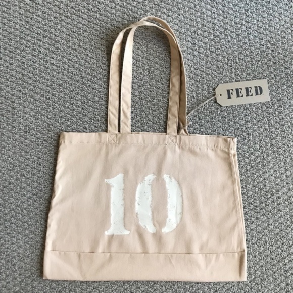 FEED The Children of The World 10 Cotton Soft Canvas Tote Bag In Cream & White - Picture 2 of 7